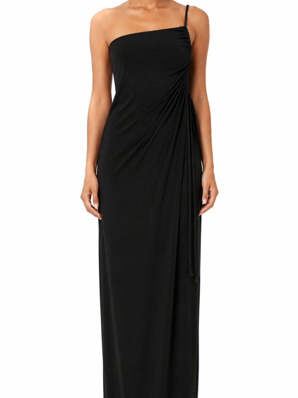 JLuxLabel Black Linen Blend One Shoulder Maxi Dress NWT M